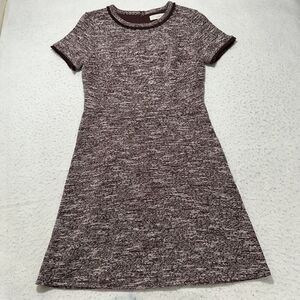 Ann Taylor LOFT Women's 4 Burgundy Short Sleeve Fringe Short Sleeve Sheath Dress